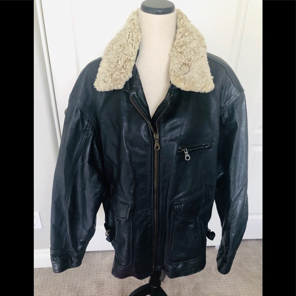 Black Leather Bomber Jacket